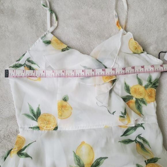Japna Womens mini dress size medium lemons printed wrap adjustable straps nwt - Picture 5 of 13